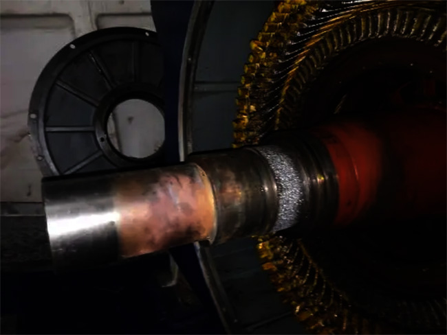 图为西玛电机客户提供的电机轴磨损的照片 图为西玛电机客户提供的电机轴磨损的照片